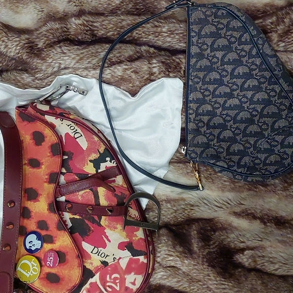 CHRISTIAN DIOR DIORISSIMO Vintage Mini Saddle Bag Navy Logo COA included! - Picture 12 of 12